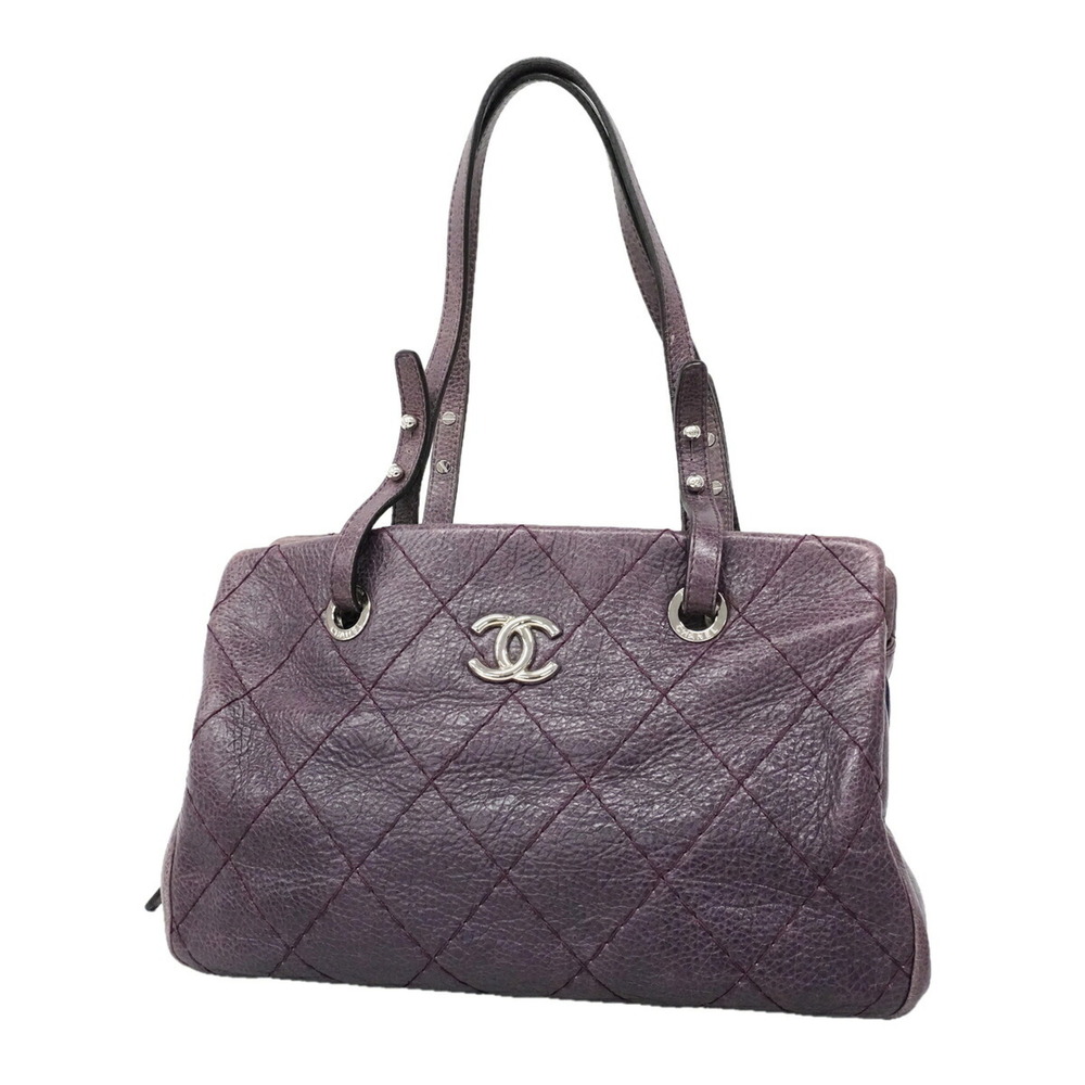 Chanel Shoulder Bag, Wild Stitch, Calfskin, Purple, Women's, OP022150